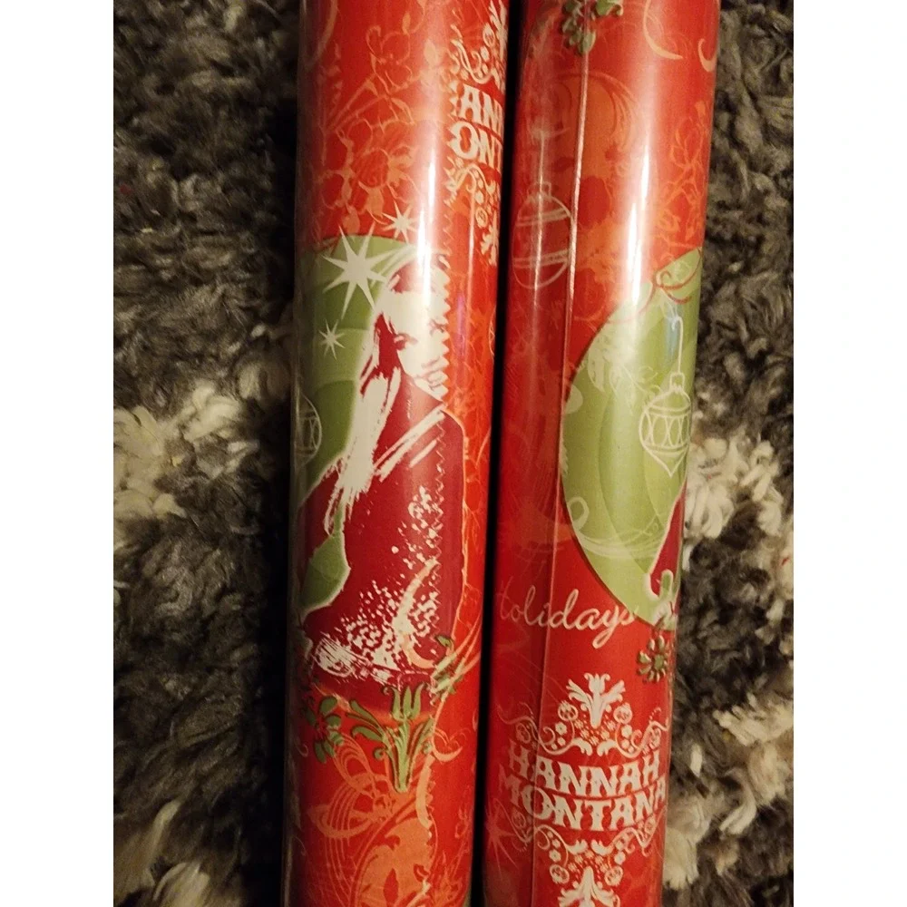 Hannah Montana Disney Holiday Gift Wrap 2 Rolls 45 Sq Ft Each Miley Cyrus Vtg